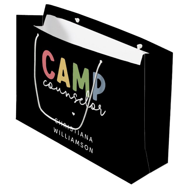 Bolsa De Regalo Grande Regalos personalizados de consejero de campamento (Angulo Anverso)