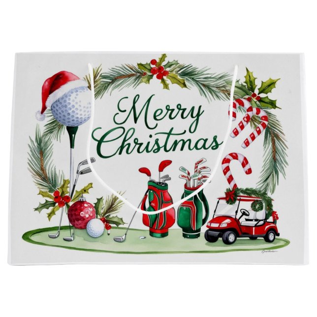 Bolsa De Regalo Grande Regalos temáticos de Navidades de golf para golfis (Anverso)