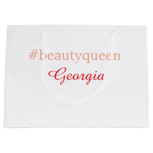 Bolsa De Regalo Grande Reina de la belleza etiqueta rojo claro agregar no