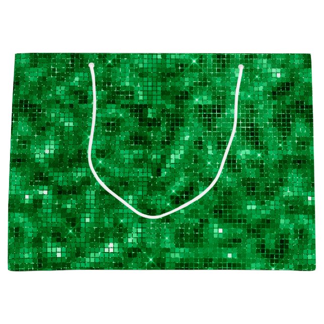 Bolsa De Regalo Grande Relieve metalizado verde elegante (Anverso)