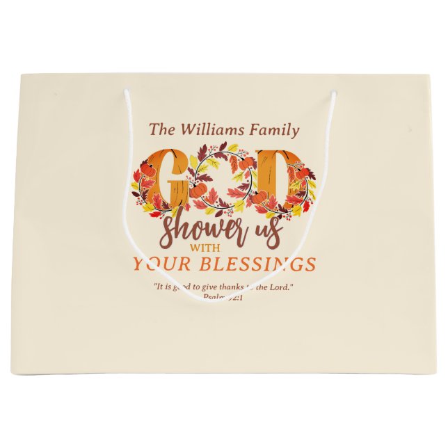 Bolsa De Regalo Grande Religious Thanksgiving Faith Bible Quote (Anverso)