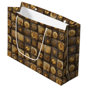 Bolsa De Regalo Grande Reloj de vapor de color rugoso (15)