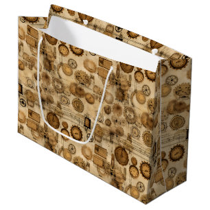 Bolsa De Regalo Grande Reloj de vapor de color rugoso (4)