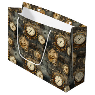 Bolsa De Regalo Grande Reloj de vapor de color rugoso (8)