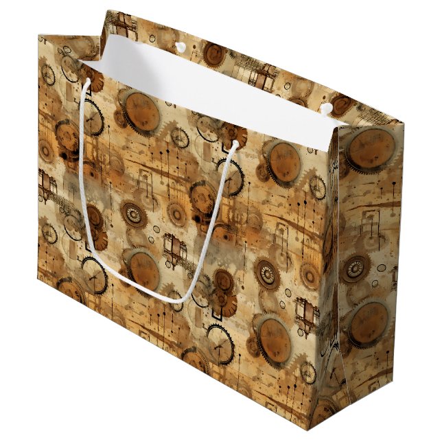Bolsa De Regalo Grande Reloj Grunge Rústico Steampunk (Angulo Anverso)
