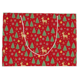 Bolsa De Regalo Grande Reno acuarela y árbol de Navidad -