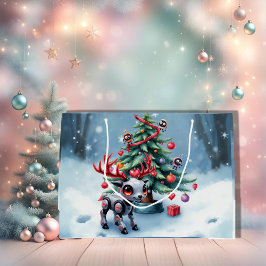 Bolsa De Regalo Grande Reno ciberpunk lindo con árbol de Navidad