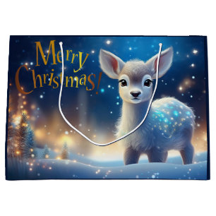 Bolsa De Regalo Grande Reno con saludo de Feliz Navidad