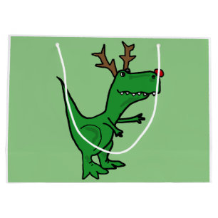 Bolsa De Regalo Grande Reno divertido del navidad del dinosaurio de T-Rex