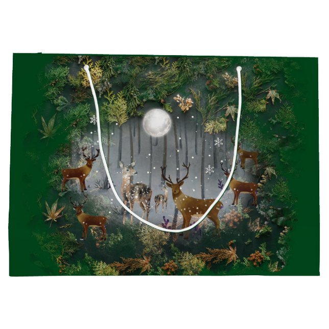 Bolsa De Regalo Grande Renos Adorables De Noche (Reverso)