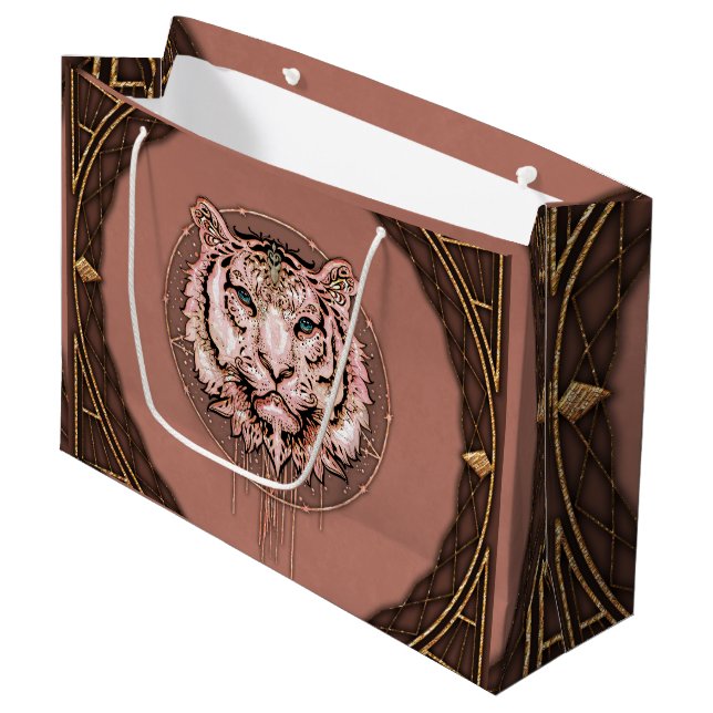 Bolsa De Regalo Grande Representación cautivadora y artística de un tigre (Angulo Anverso)