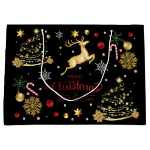 Bolsa De Regalo Grande Resto dorado rojo, moro árbol de Navidad