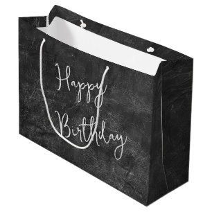 Bolsa De Regalo Grande Resumen de cuero negro de cumpleaños