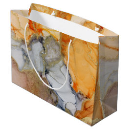 Bolsa De Regalo Grande Resumen de gris Naranja dorado