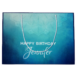 Bolsa De Regalo Grande Resumen de Mandala azul de bonito