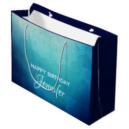Bolsa De Regalo Grande Resumen de Mandala azul de bonito