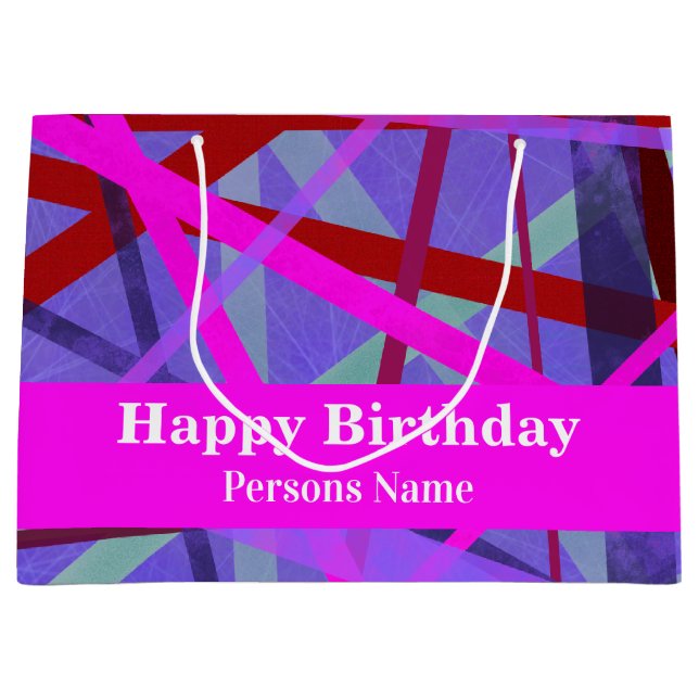 Bolsa De Regalo Grande Resumen geométrico de tonos rosa y púrpura (Anverso)