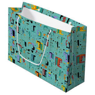 Bolsa De Regalo Grande Resumen maya tribal antiguo patrón de rostros 1