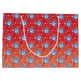 Bolsa De Regalo Grande Resumen Navidades rojos y azules copos de nieve
