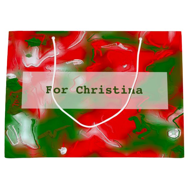 Bolsa De Regalo Grande Resumen rojo, blanco y verde (Anverso)