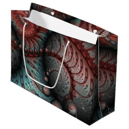 Bolsa De Regalo Grande Resumen Vivid Fantasy Fractal Art Brown Blue