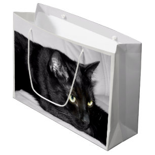 Bolsa De Regalo Grande Retrato de gato negro lindo