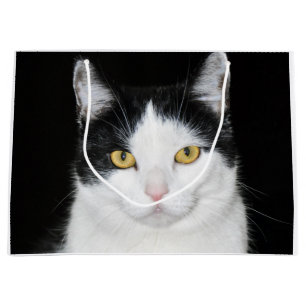 Bolsa De Regalo Grande Retrato de gato negro y blanco