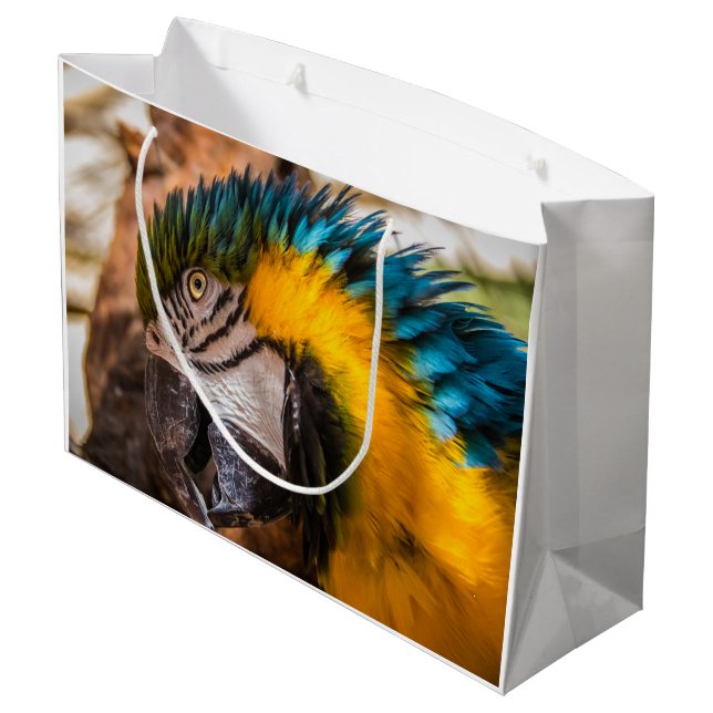 Bolsa De Regalo Grande Retrato de macao azul y amarillo (Angulo reverso)