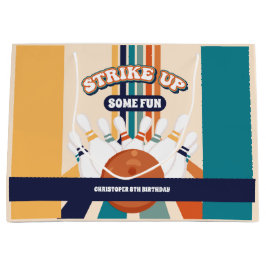 Bolsa De Regalo Grande Retro Bowling Niños Fiesta de cumpleaños