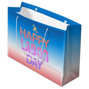 Bolsa De Regalo Grande Retro Feliz Día del Trabajo en rojo retro