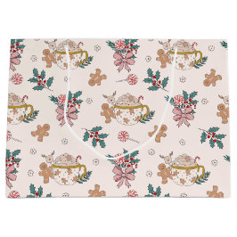 Bolsa De Regalo Grande Retro Gingerbread Cookies y Navidades de té