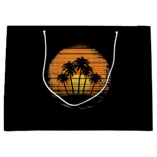 Bolsa De Regalo Grande Retro Palm Tree Sunset Summer Beach Vintage Tropic