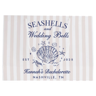 Bolsa De Regalo Grande Retro Pink Conchas y Campanas de Boda Despedida de