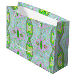 Bolsa De Regalo Grande Retro Resumen Rosa, Lime Green y Aqua Pattern