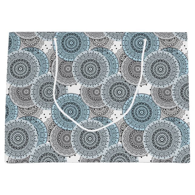 Bolsa De Regalo Grande Retro, retro, azul y gris, elegante (Anverso)