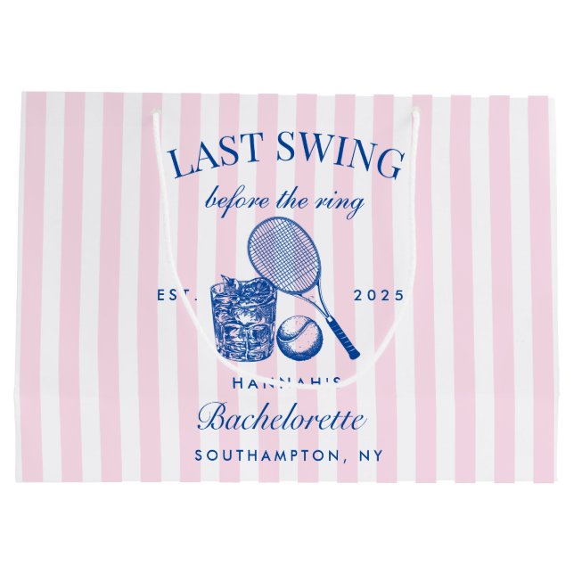 Bolsa De Regalo Grande Retro Rosa Último Swing Antes De La Ronda Tenis Ba (Reverso)