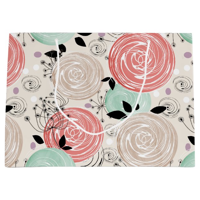 Bolsa De Regalo Grande Retro, rosas (Anverso)