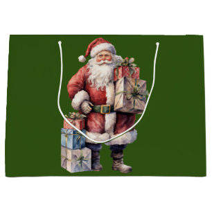 Bolsa De Regalo Grande Retro Santa Claus Vintage con regalos agradables