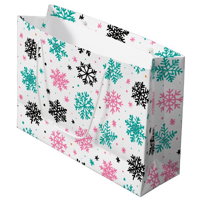 Bolsa De Regalo Grande Retro Snowflakes (Angulo Anverso)