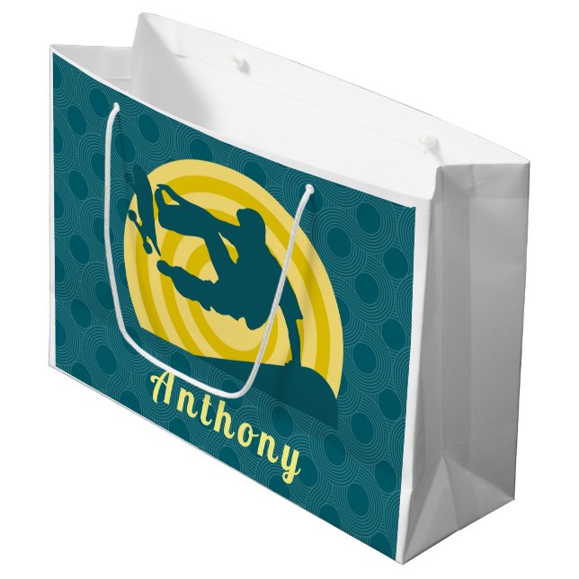 Bolsa De Regalo Grande Retro Sunset Skateboarding Tema Nombre personaliza (Angulo Anverso)