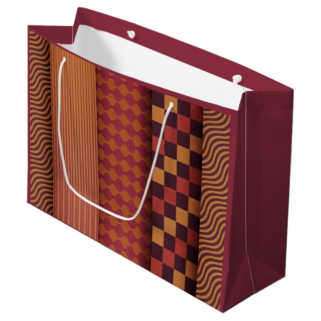 Bolsa De Regalo Grande Retro Waves and Geometric Midcentury Pattern (Angulo Anverso)