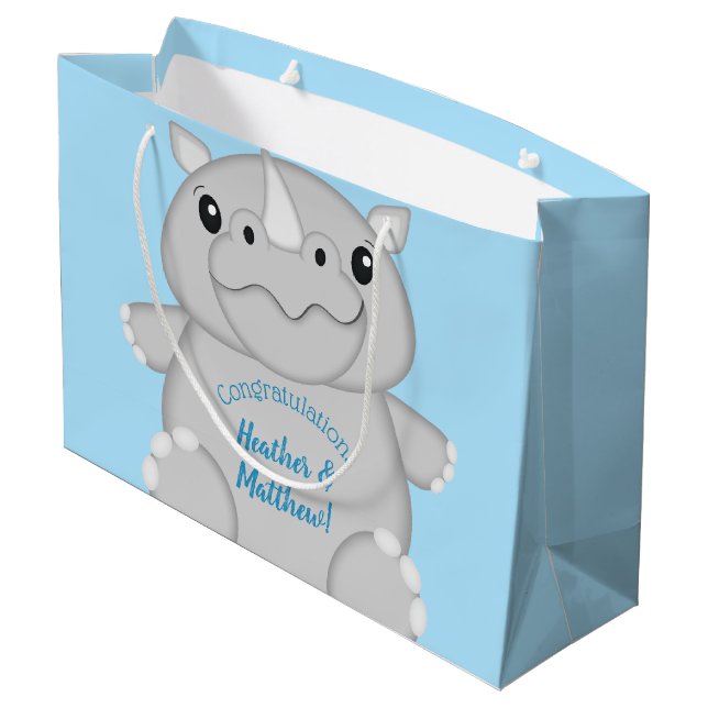 Bolsa De Regalo Grande Rhino Baby Shower Blue (Angulo reverso)