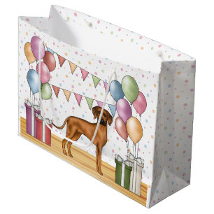 Bolsa De Regalo Grande Ridgeback Rhodesian Dog Colorful Pastel Cumpleaños