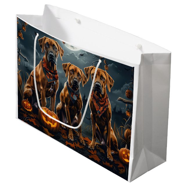 Bolsa De Regalo Grande Ridgeback Rhodesiano Halloween Spooky (Angulo Anverso)