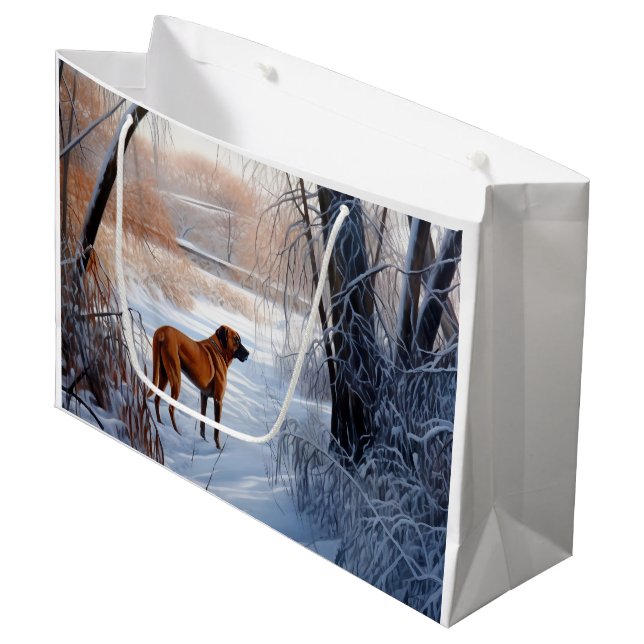 Bolsa De Regalo Grande Ridgeback ruso deja que nieve Navidades (Angulo Anverso)