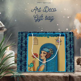 Bolsa De Regalo Grande Roaring Twentis Revival Art Deco azul