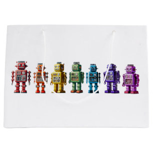 Bolsa De Regalo Grande Robots arco iris