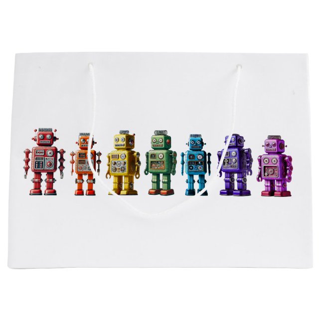 Bolsa De Regalo Grande Robots arco iris (Anverso)