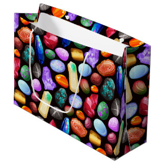Bolsa De Regalo Grande Rock y patrón de cristal colorido y realista