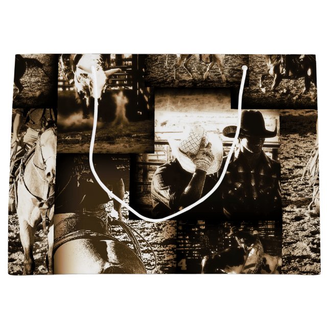 Bolsa De Regalo Grande Rodeo Cowboy Rústico País Tema Occidental (Anverso)